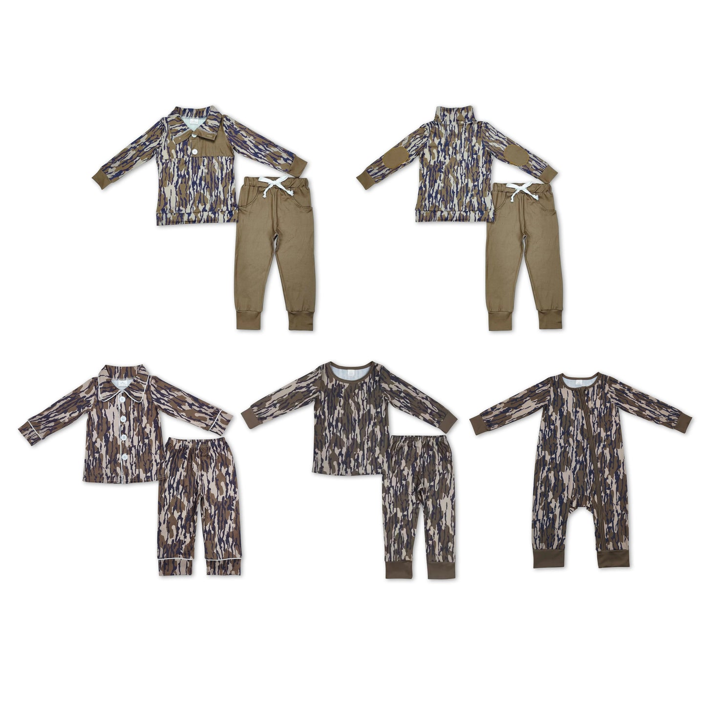 RTS NO MOQ LP0492 BLP0707 LR1452 BLP0705 Brown camouflage long-sleeved suit & crawler suit