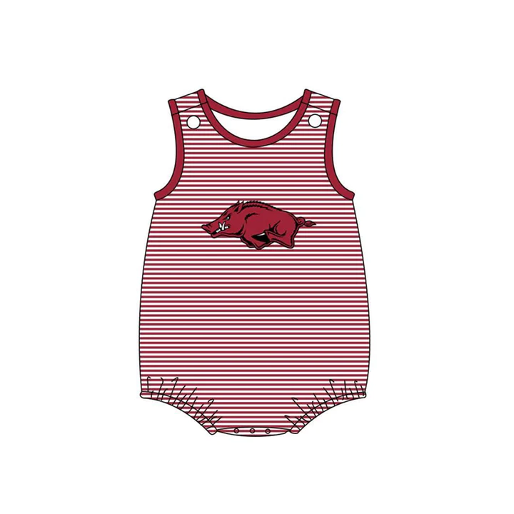 baby clothes team brick red striped toddler boys summer romper