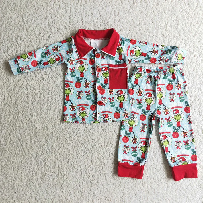 RTS NO MOQ Sibling Baby girls clothes Christmas cartoon long-sleeved trousers suits