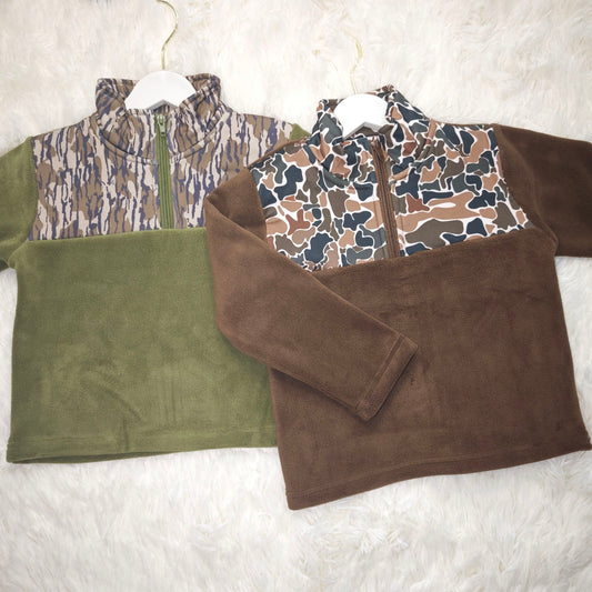 RTS NO MOQ Sibling Baby boy clothes plush zip-up long-sleeved topa fleece