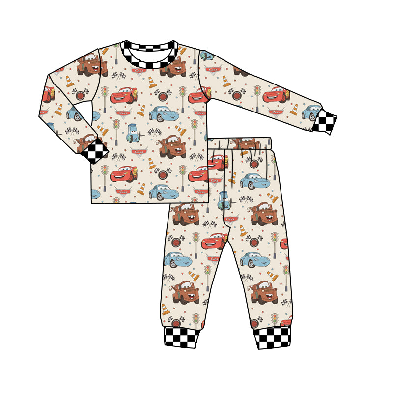 2 piece set  Cars plaid pajamas and rompers