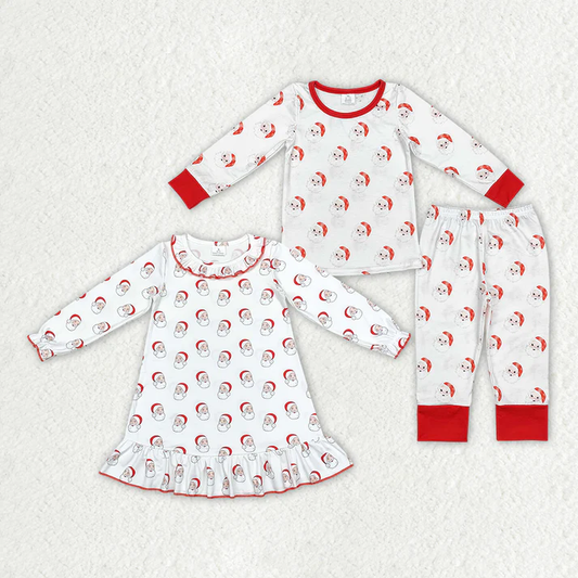 RTS NO MOQ Eta 5-7days Girls Boys Christmas Santa Gowns Bamboo Pajamas Clothes Sets match