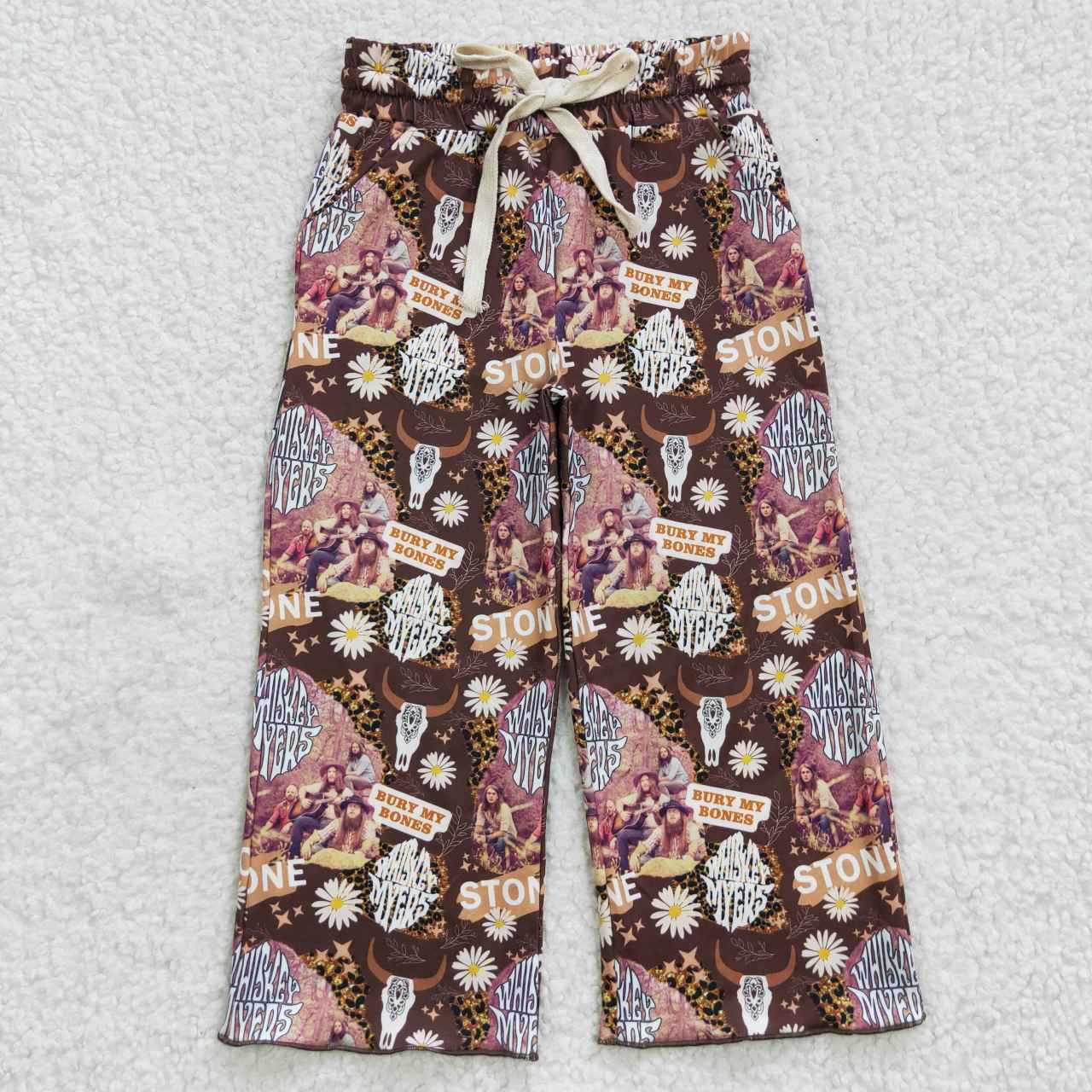 P0142 stone monogram calf trousers