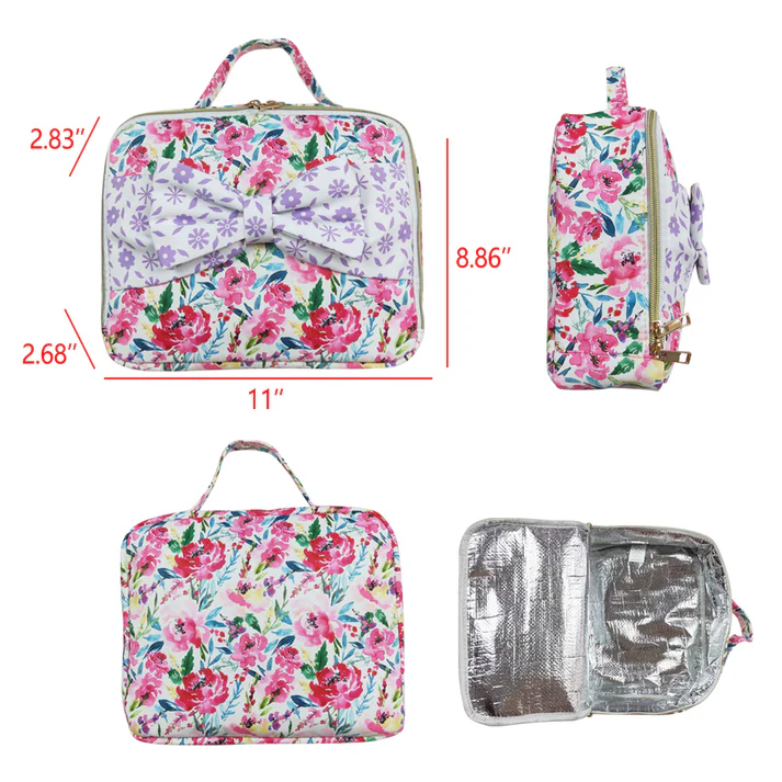 RTS no moq Girls Back To School Small Flowers Back Bags Lunch Boxes flowers match