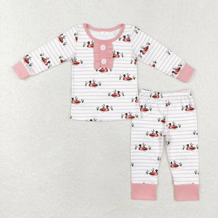 RTS NO MOQ Children Hunting Ducks Shirt Pants Sibling Pajamas Clothes Sets girls and boys pajamas