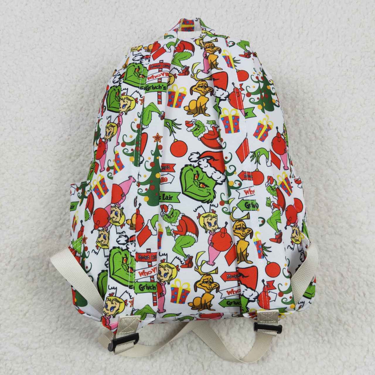 BA0138 Cartoon grinch white backpack