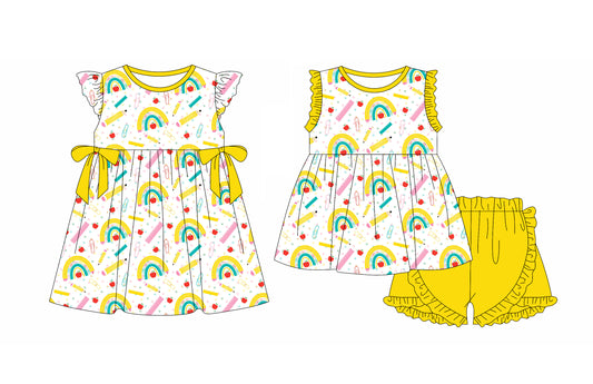 12.30 custom each style moq 5eta 4-6week Sibling Sister pencil baby girl short sleeve shorts sets and dresses match design