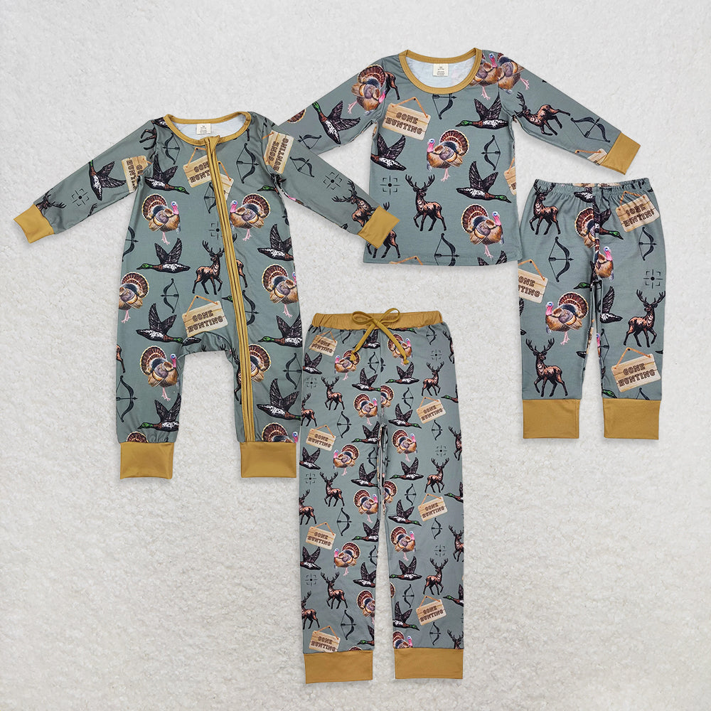 RTS NO MOQ Sibling Adult and Baby Girls Bamboo Thanksgiving turkey Pajamas Clothes Sets