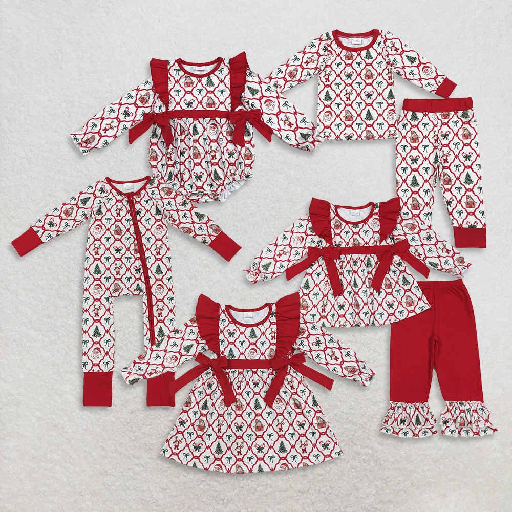 RTS Sibling baby girls clothes Christmas long Sleeve pants sets 2 and dress and rompers 2