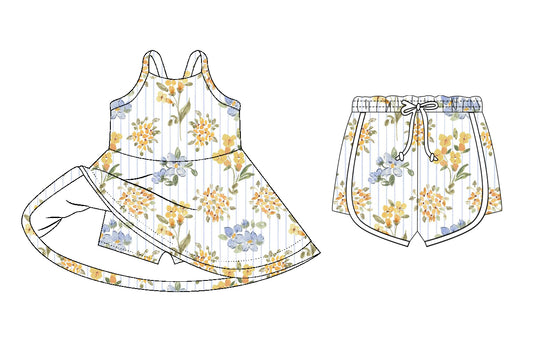 26.1.7 custom each style moq 5 eta 6-8week Sibling Sister floral baby short sleeve dress and shorts match design