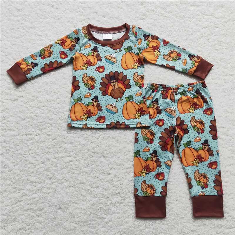 RTS Turkey Thanksgiving outfit romper pajamas matching