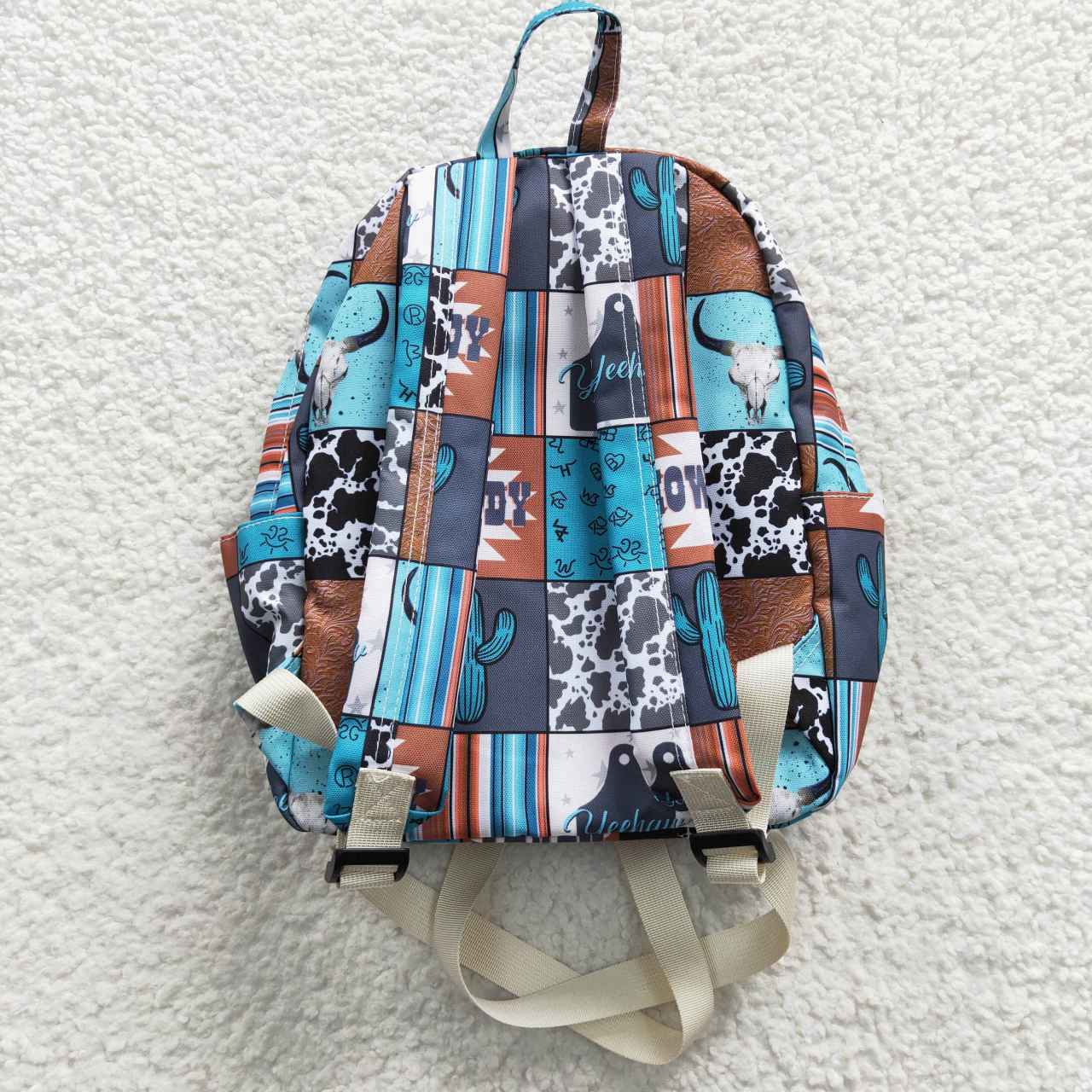 BA0077 howdy cactus plaid blue backpack