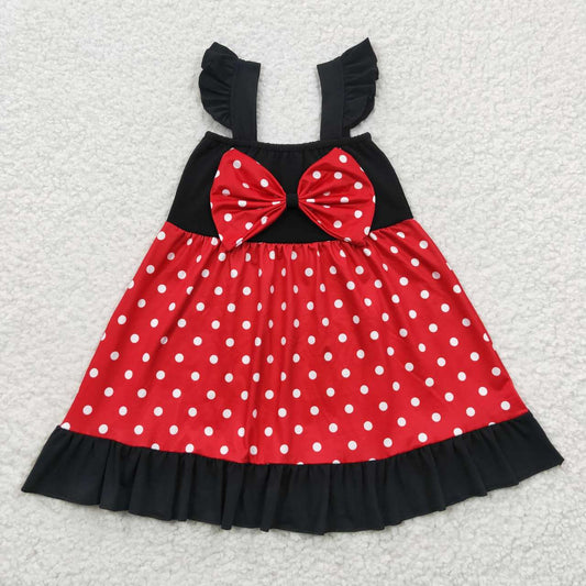 GSD0344 Red Black Bow Flying Sleeve Dress