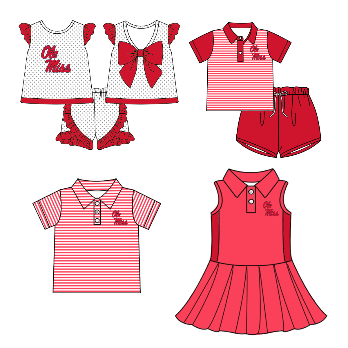 Custom summer teams baby girls clothes team red sets dress top-25.5.5