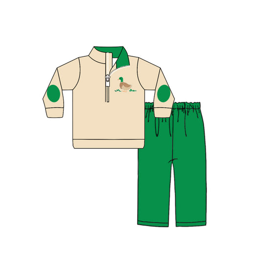 9.27 custom each style moq 5eta 4-6week baby boys clothes duck green long sleeve pants sets