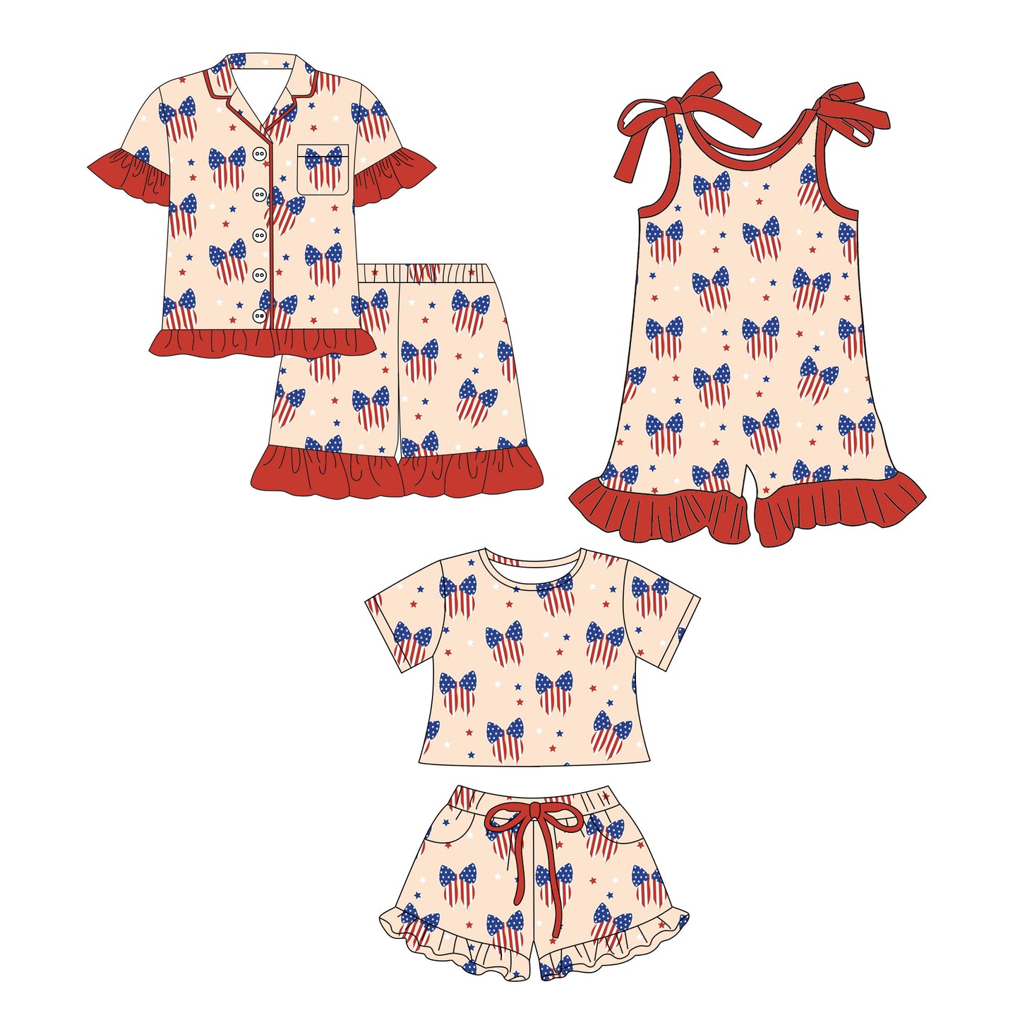 26.1.3 custom each style moq 5 eta 6-8week Sibling Sister bow baby short sleeve shorts sets 2 and jumpsuit match design