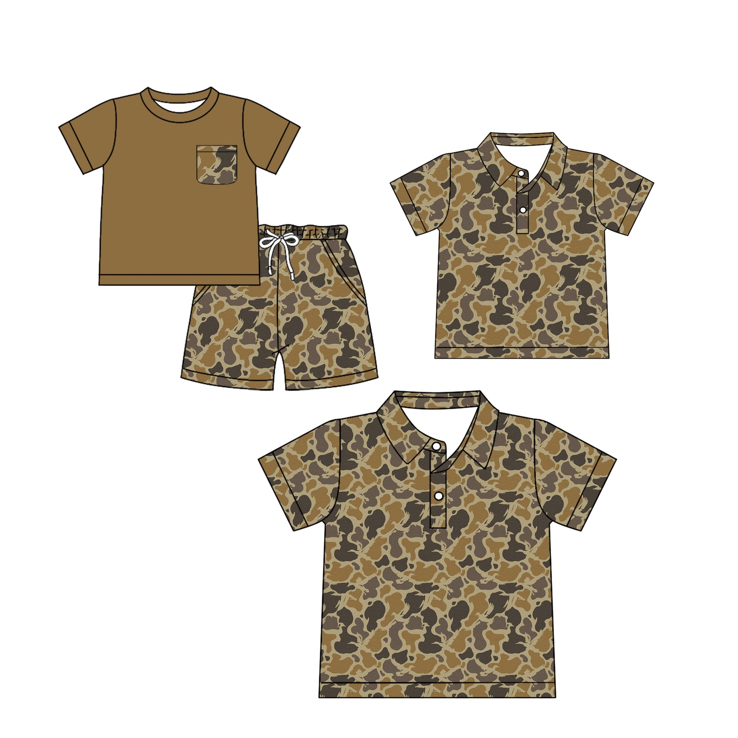 25.12.1 custom each style moq 5 eta 6-8week Sibling Sister camouflage short sleeve shorts sets and kids top and adult top match design
