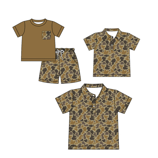 25.12.1 custom each style moq 5 eta 6-8week Sibling Sister camouflage short sleeve shorts sets and kids top and adult top match design