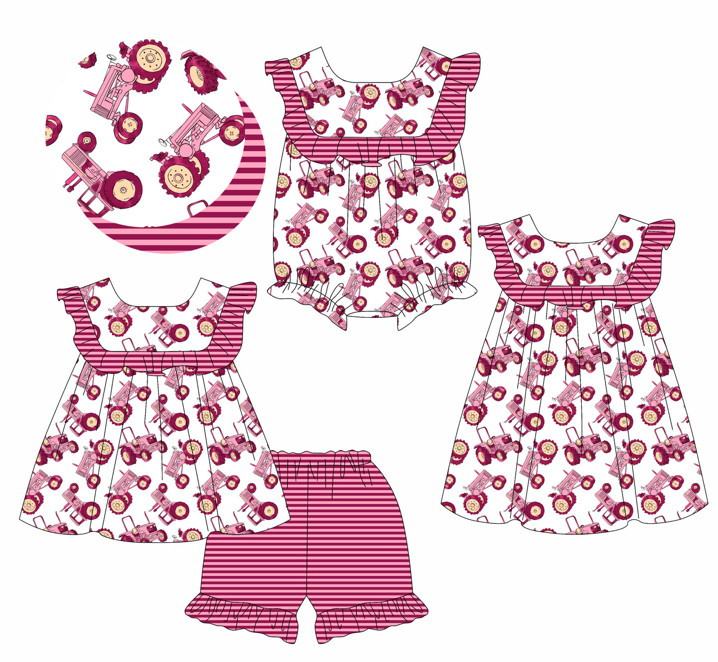 1.13 custom each style moq 5eta 4-6week Sibling Sisters baby girl short sleeve shorts sets and dress and rompers match family design