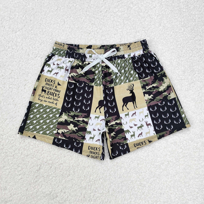 RTS NO MOQ Daddy and Me Baby Boys Green Deers Camouflage Trunks Bottoms Swimsuits