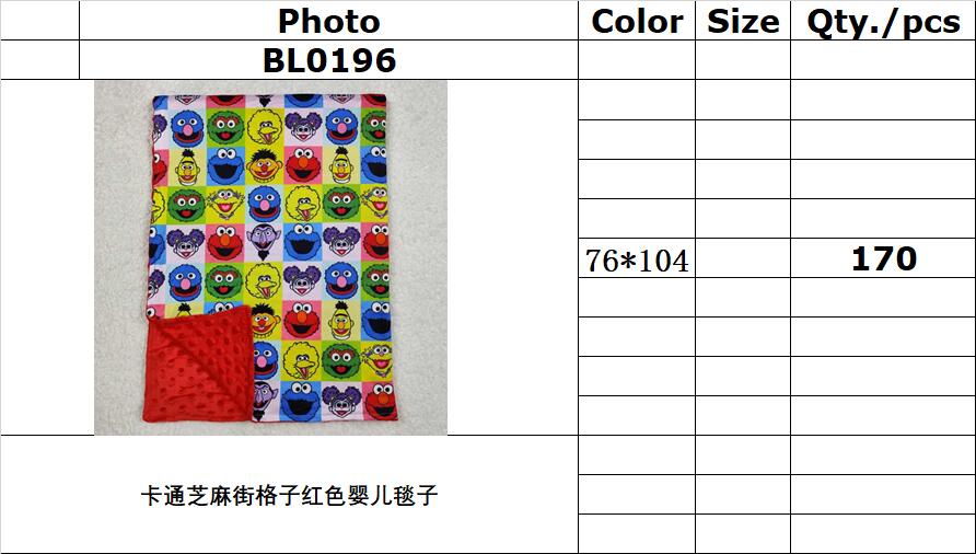 RTSNO MOQ ETA 5-7DAYS ARRIVED BL0196 Cartoon Sesame Street plaid red baby blanket