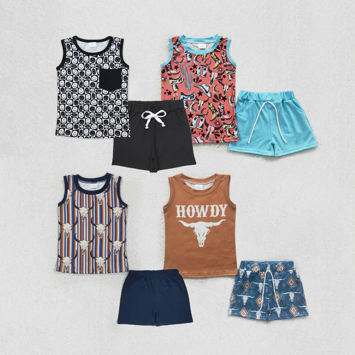 RTS NO MOQ Baby boy clothes Short Sleeve shorts Suit