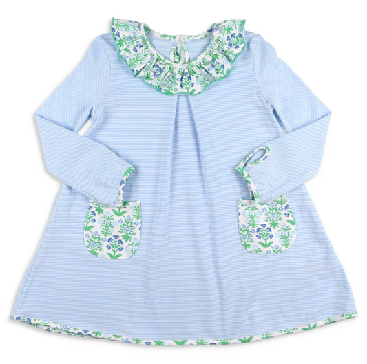 PRE ORDER Deadline August 28 close custom no moq baby kids kids clothing blue lonbg sleeve dress