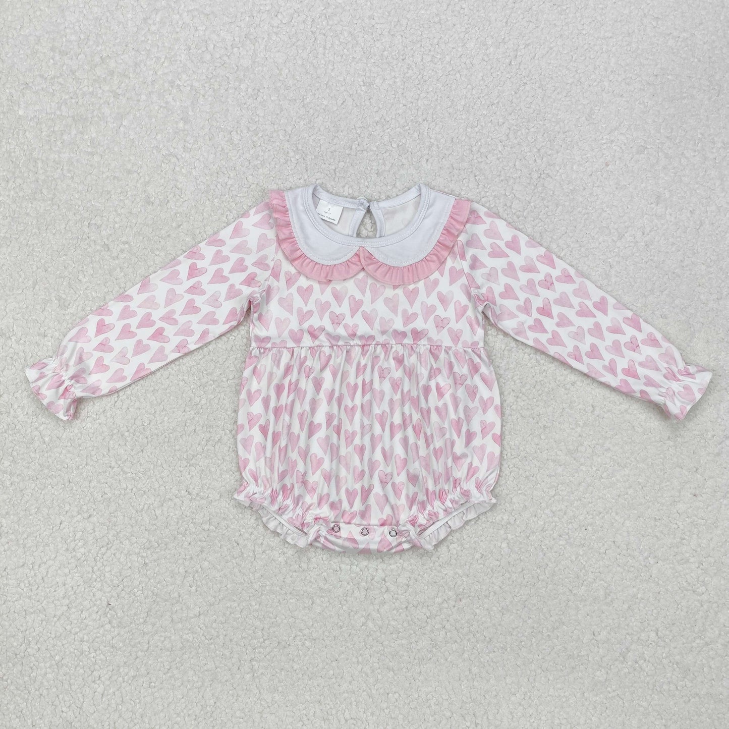 RTS NO MOQ ETA 5/7days arrived LR1899 Pink love lace doll collar white long-sleeved bodysuit