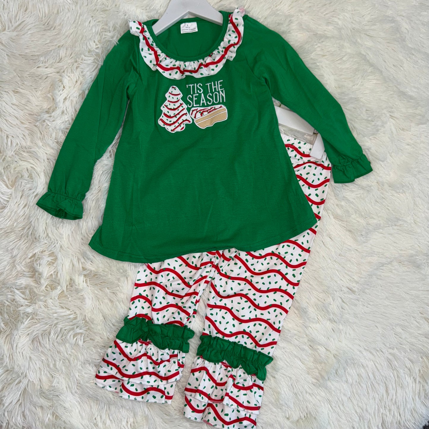 RTS NO MOQ（In Stock) GLP2518 Embroidered Christmas Long Sleeve Pants Set