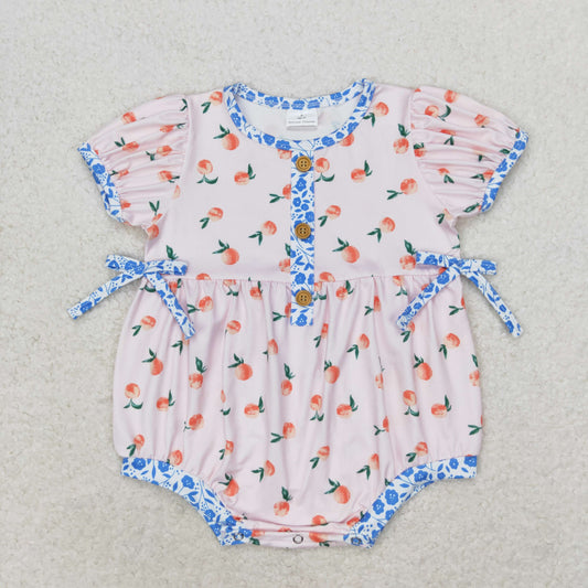 RTS no moq SR1425 Peach blue floral pink short-sleeved jumpsuit