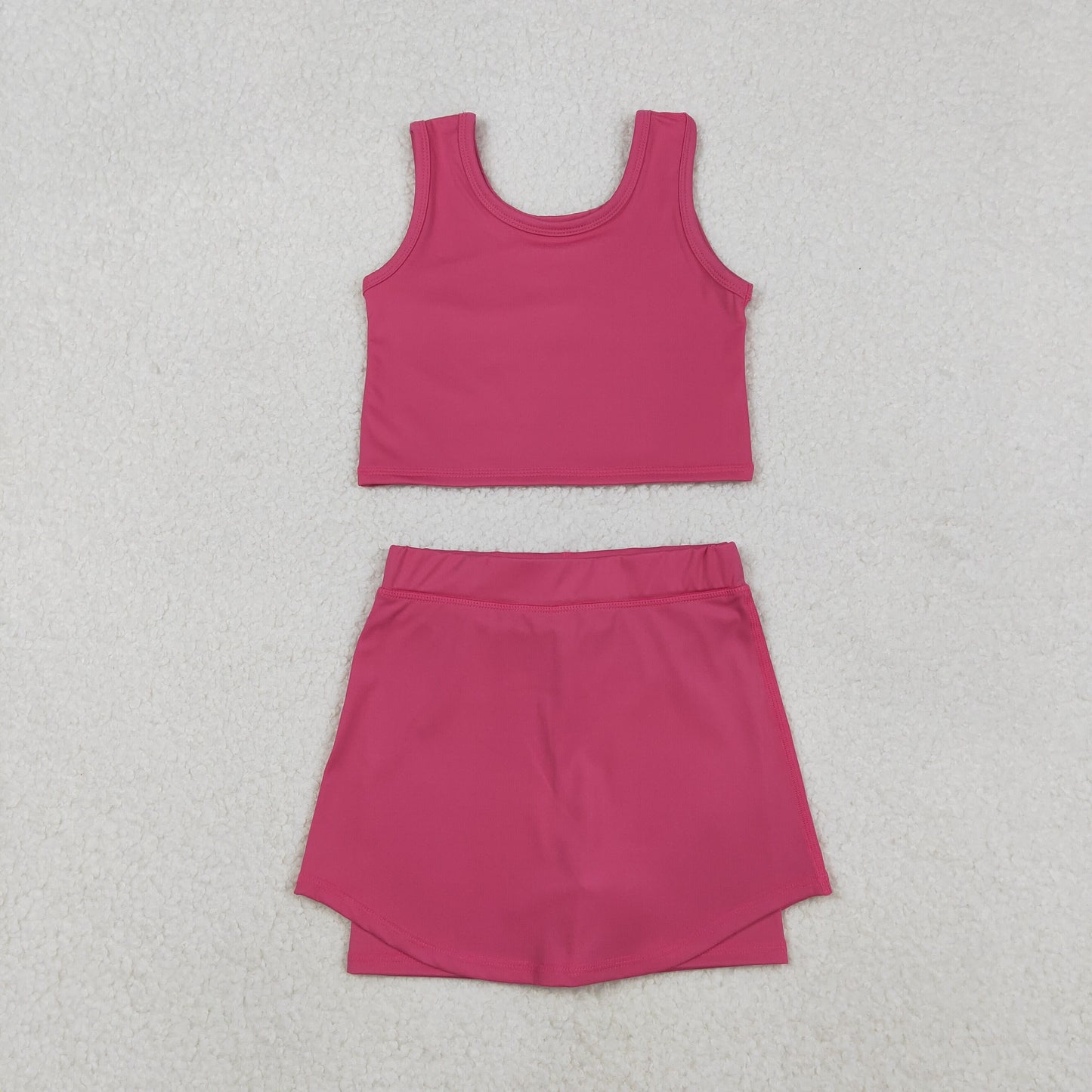 RTS NO MOQ（In Stock) GSD2657 Solid Color Pink Sleeveless Yoga Set