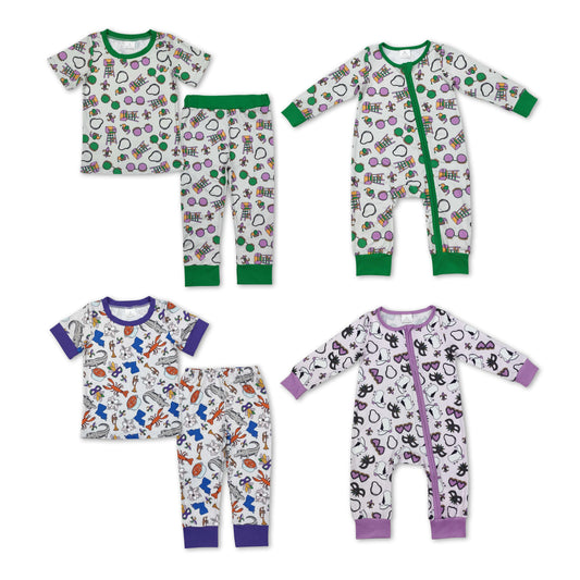 RTS NO MOQ Girls Boys Mardi gras Pajamas Clothes Sets and romper