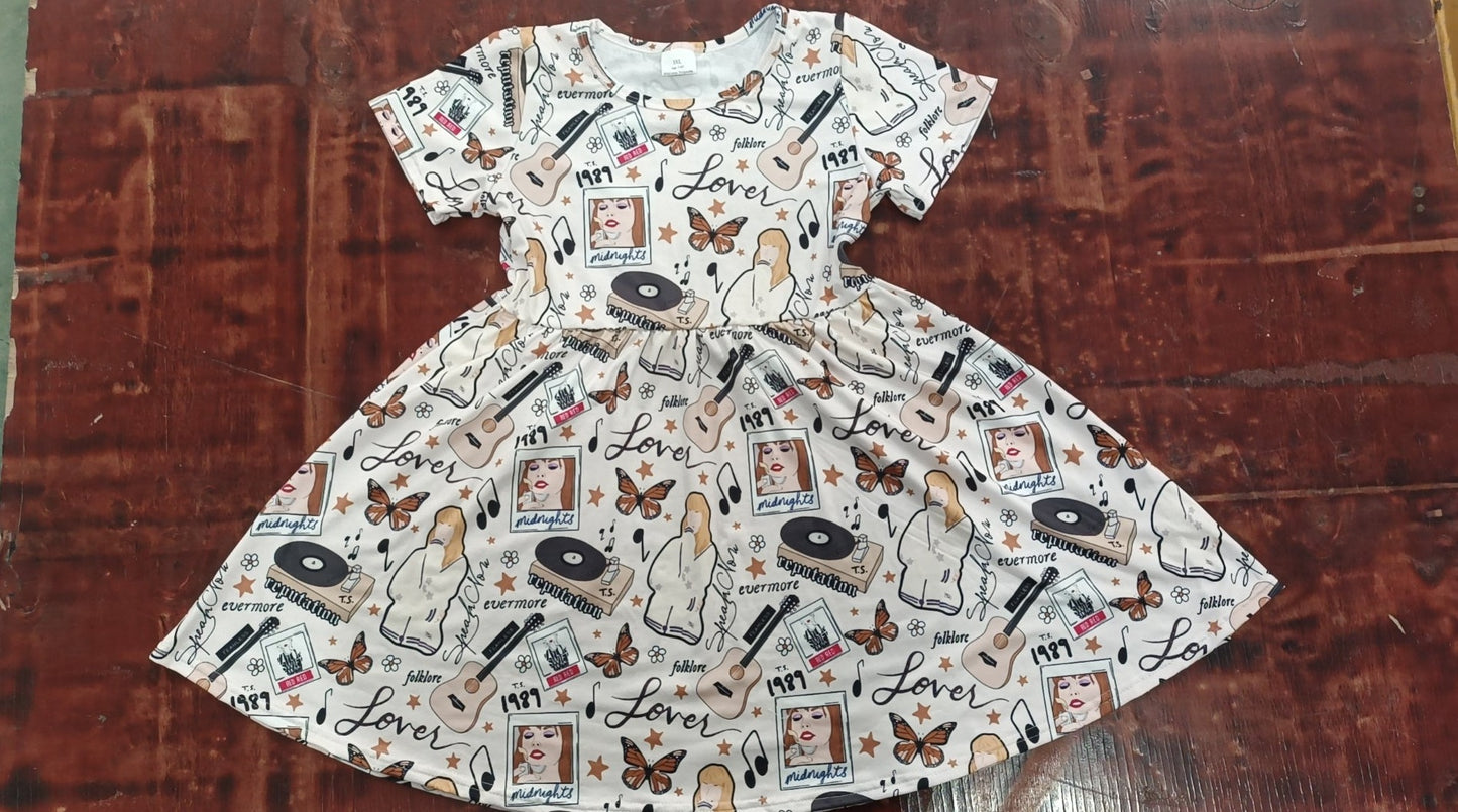 custom moq 5 eta 5weeks mix size girls clothes taylor swift short sleevedress