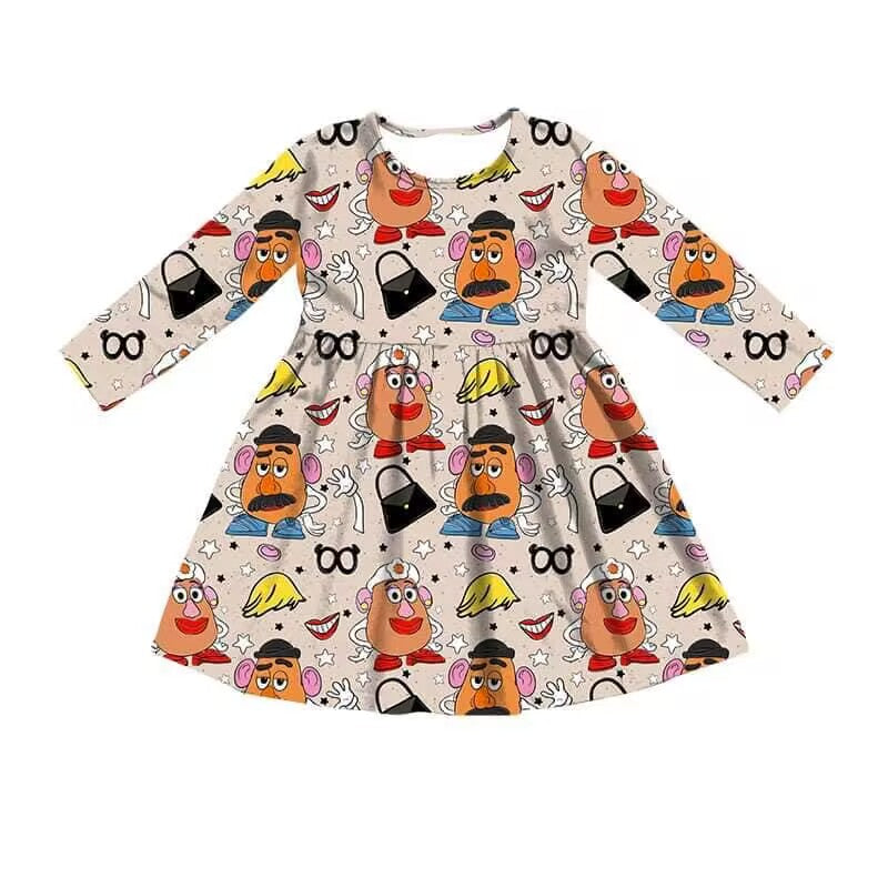 custom moq 5 eta 4-6 weeks Girls baby girls clothes cartoon long sleeve summer skirt