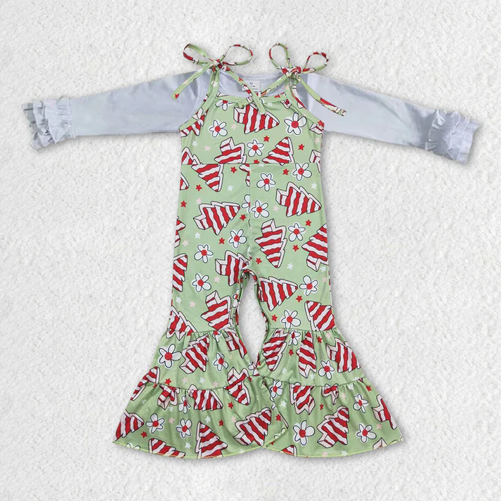 RTS NO MOQ Sibling baby girl clothes Christmas long sleeve long suspenders jumpsuits Sets