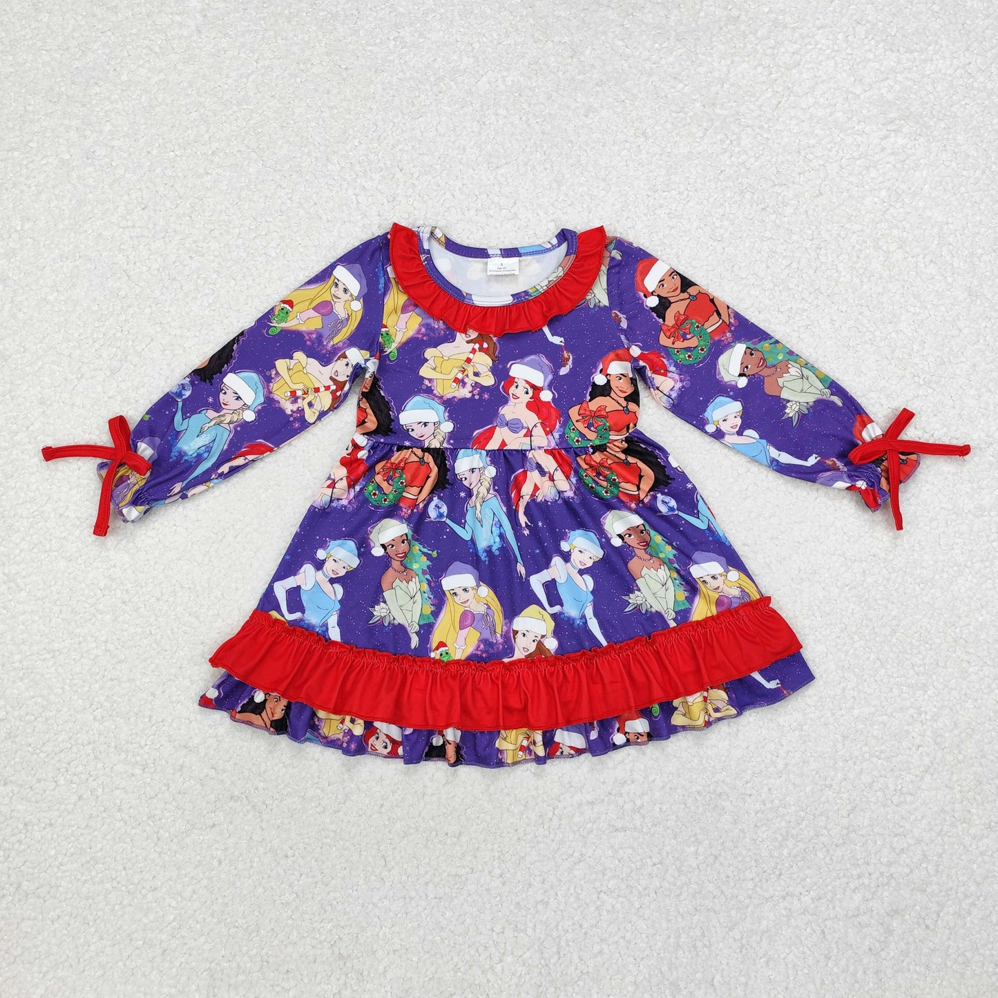 RTS NO MOQ ETA 5/7days arrived GLD0815 Christmas princess red lace purple long-sleeved dress