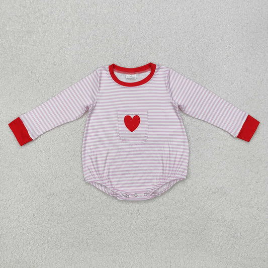 RTS NO MOQ ETA 5/7days arrived LR1855 Red love pink striped pocket long-sleeved bodysuit