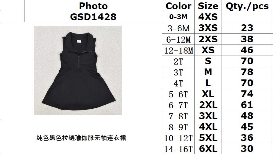 RTS NO MOQ ETA 5/7days Arrived GSD1428 Solid black zippered yoga sleeveless dress