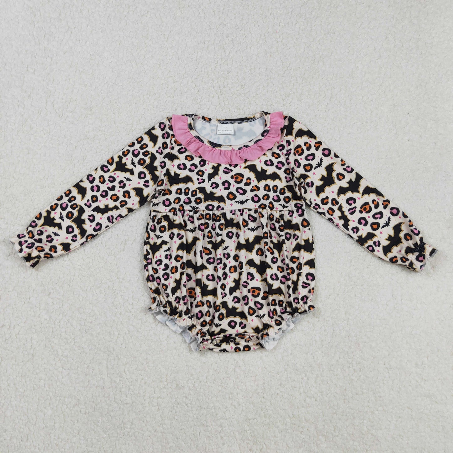 RTS Sibling baby girls clothes halloween bat leopard long Sleeve romper and dress
