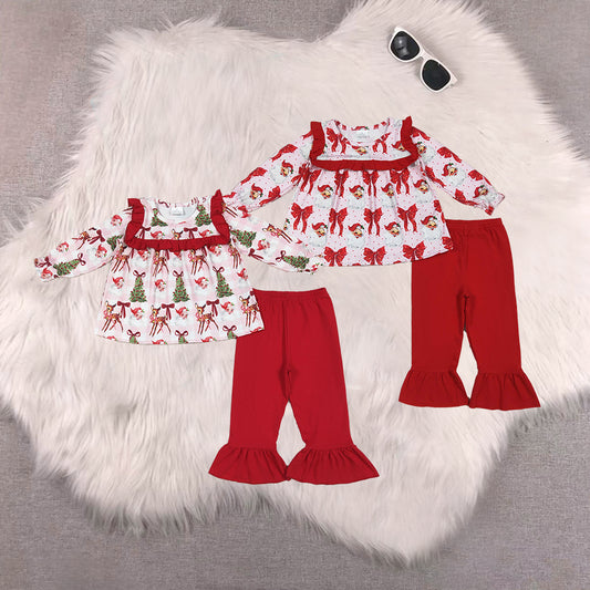 RTS Sibling baby girls clothesChristmas long Sleeve pants sets