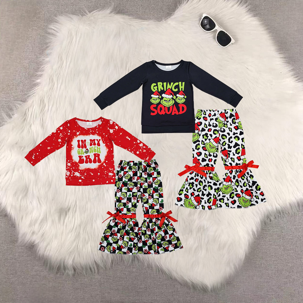 RTS NO MOQ Baby Girls Christmas Long Sleeve Pants Set