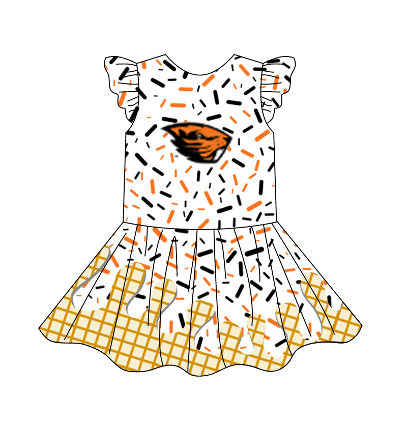 custom moq 3 eta 6-7weeks baby girls clothes team flying Sleeves Dress