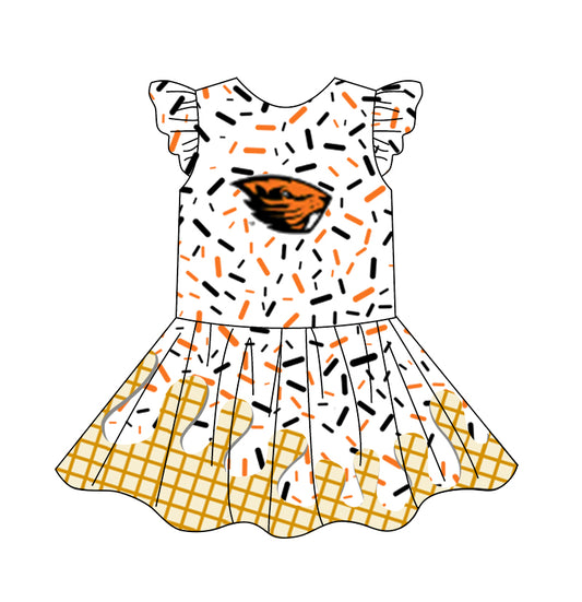 custom moq 3 eta 6-7weeks baby girls clothes team flying Sleeves Dress