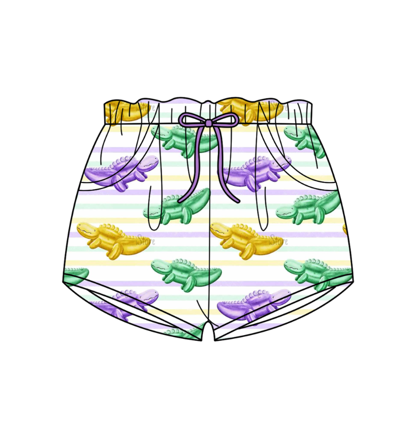 Carnival Dinosaur Mardi Gras summer shorts  boys