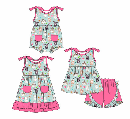 1.7 custom each style moq 5eta 4-6week Sibling Sister cow floral baby girl short sleeve shorts sets and dress and rompers match family design