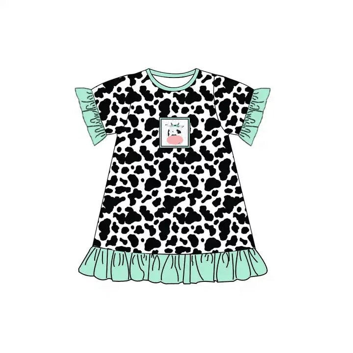 custom moq 5 eta 4-6 weeks Girls baby girls clothes cow pattern summer skirt