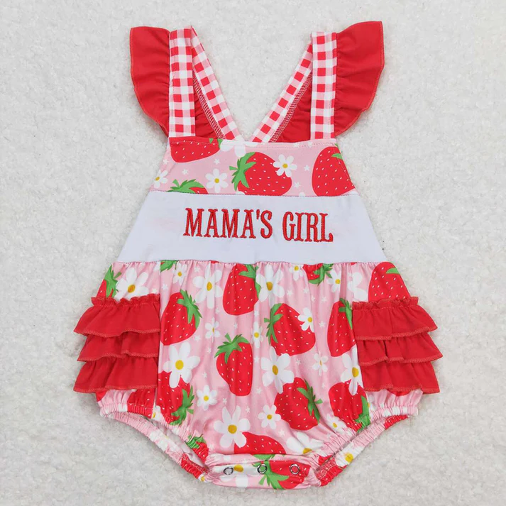 RTS Baby Girls Mama's Girl Strawberry Rompers Sibling Sister Clothes Sets