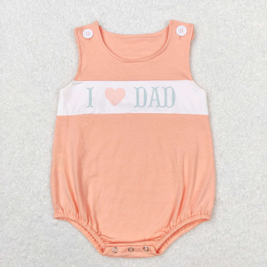 rts no moq SR1350 I love dad letter pink and orange vest jumpsuit