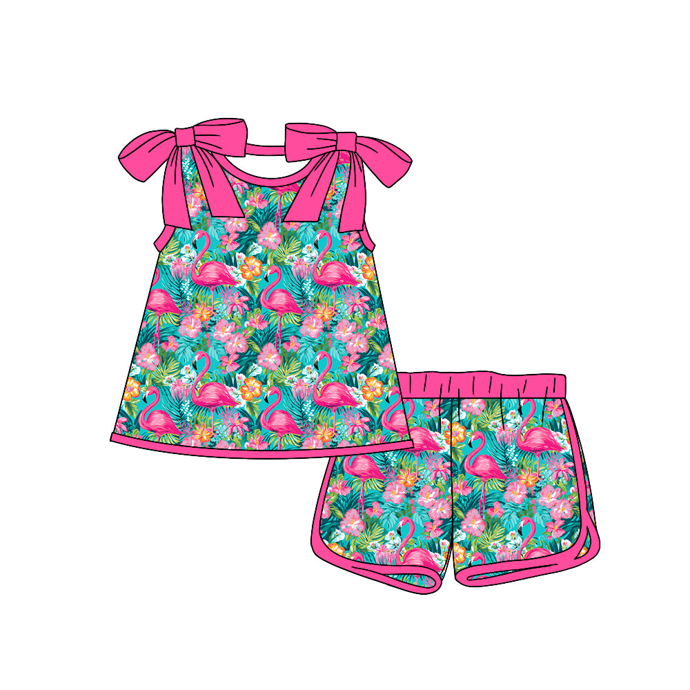 1.17 custom each style moq 5eta 4-6week Sibling Sister baby girls short sleeve shorts sets 1 and sets 2 and sets 6 match design