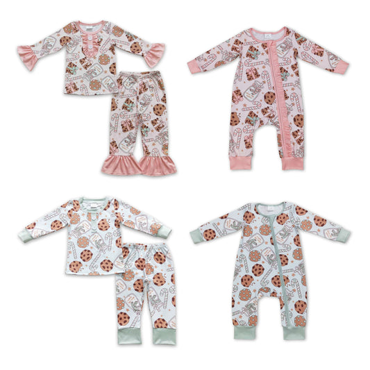 RTS NO MOQ Biscuit Matching Set Long Sleeve Long Pants Romper Set